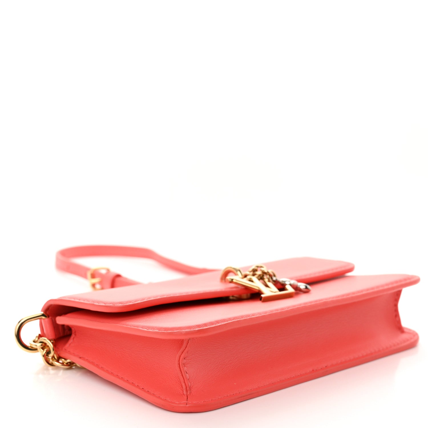 Calfskin Bloom Wallet On Chain Sweet Coral