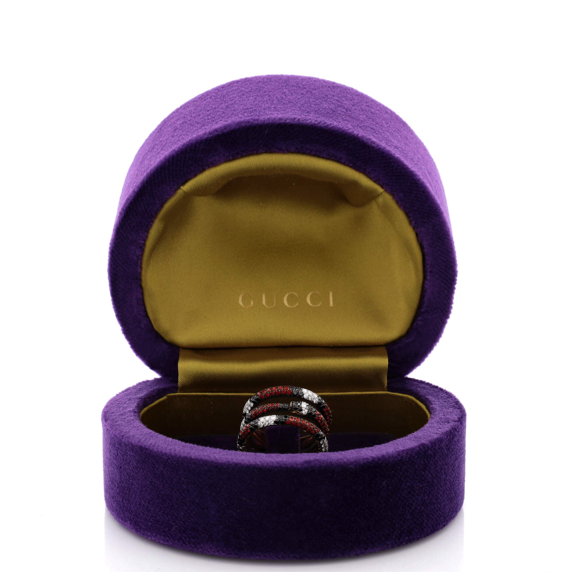 Ouroboros Snake 3 Row Ring 18K Yellow Gold with Diamonds, Topaz and Sapphire