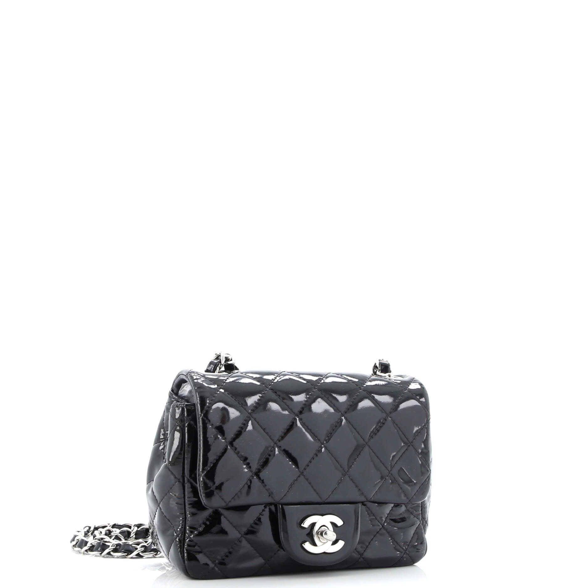 Square Classic Single Flap Bag Quilted Patent Mini