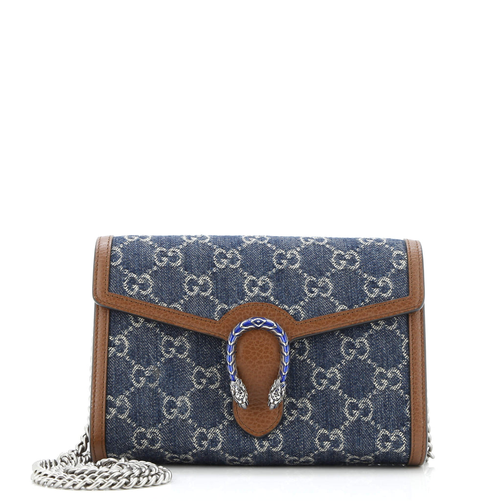 Dionysus Chain Wallet GG Denim Small