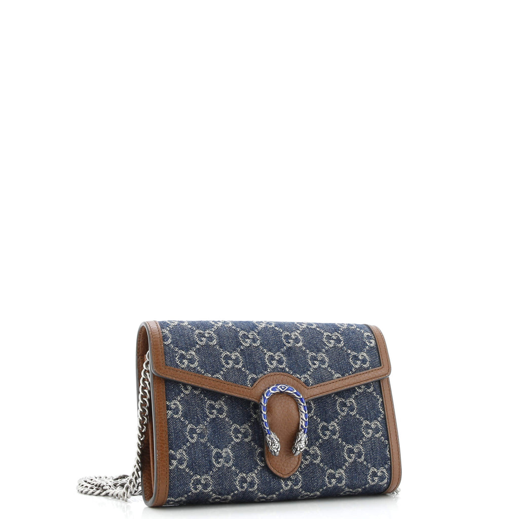 Dionysus Chain Wallet GG Denim Small