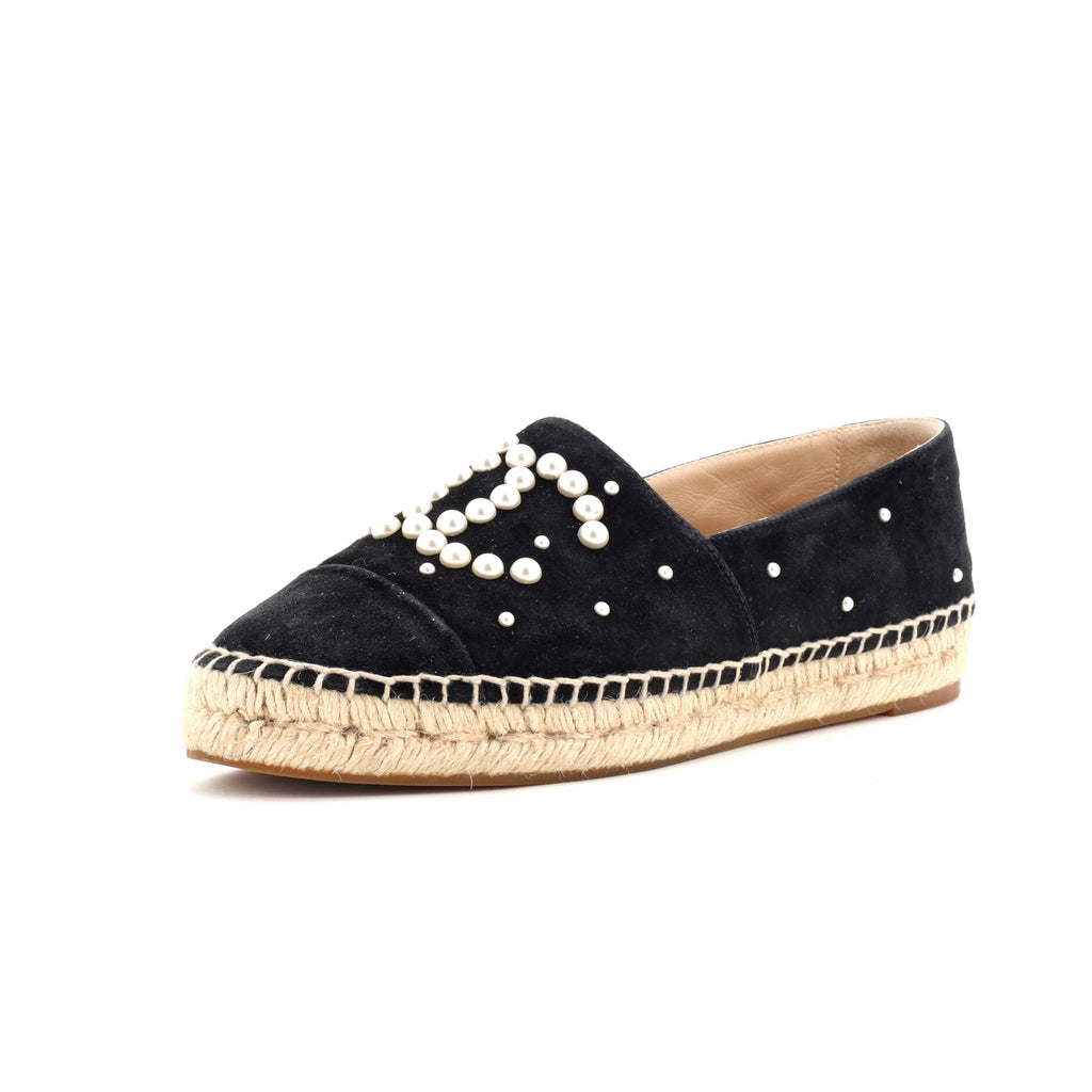 Women's CC Cap Toe Espadrilles Embellished Suede