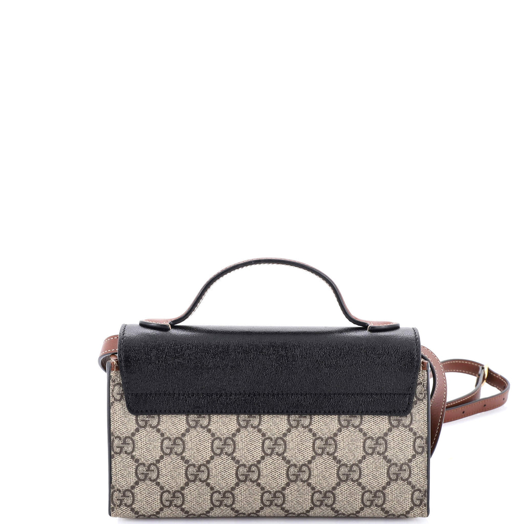 Padlock Top Handle Bag GG Coated Canvas and Leather Mini