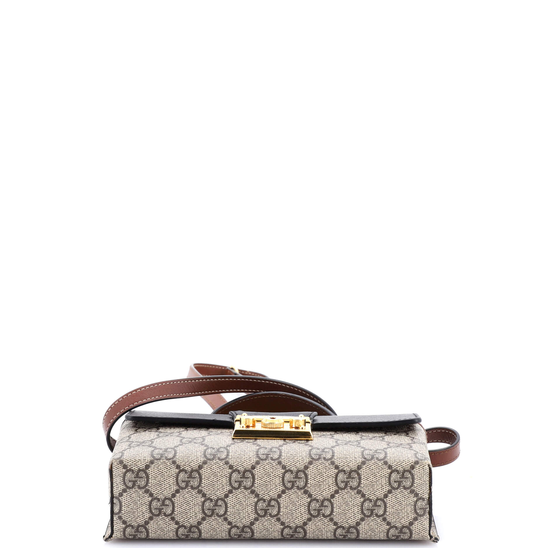 Padlock Top Handle Bag GG Coated Canvas and Leather Mini