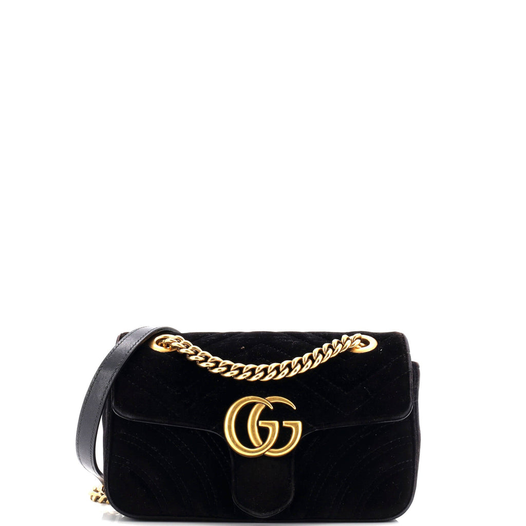 GG Marmont Flap Bag Matelasse Velvet Mini