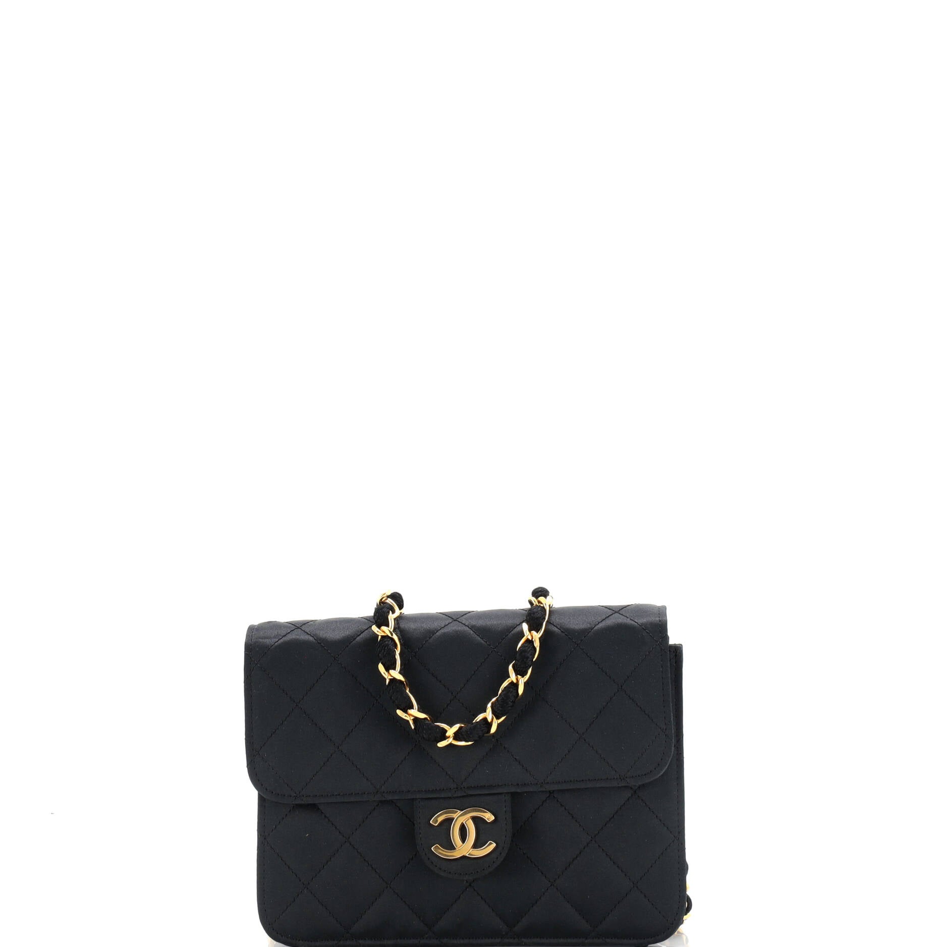 Vintage CC Chain Flap Bag Quilted Satin Mini