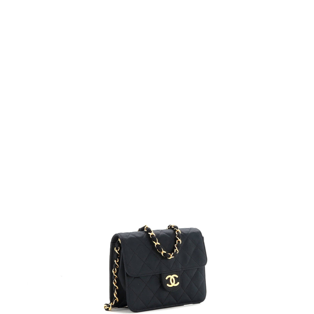 Vintage CC Chain Flap Bag Quilted Satin Mini