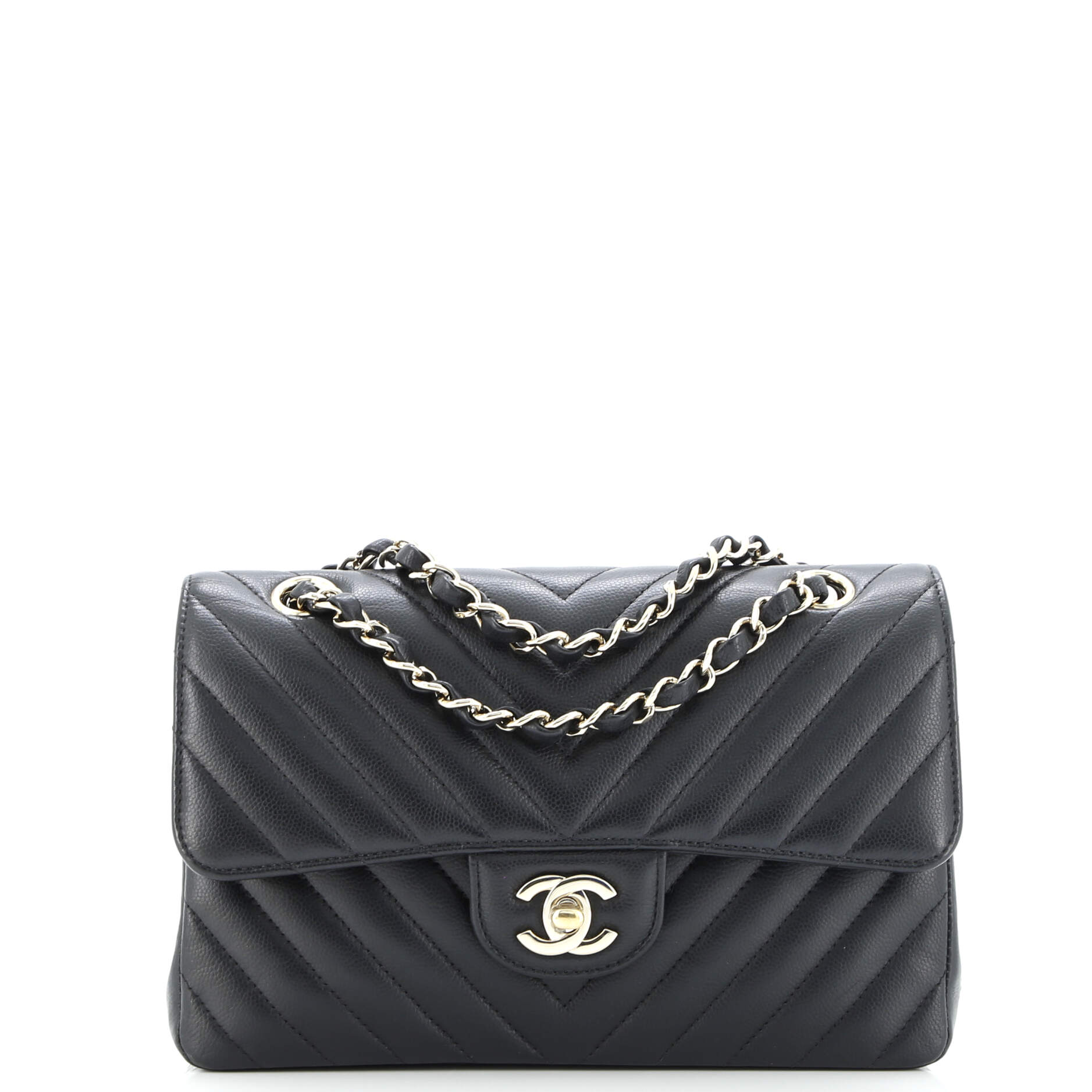 Classic Double Flap Bag Chevron Caviar Small