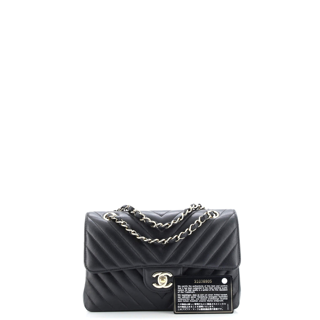 Classic Double Flap Bag Chevron Caviar Small