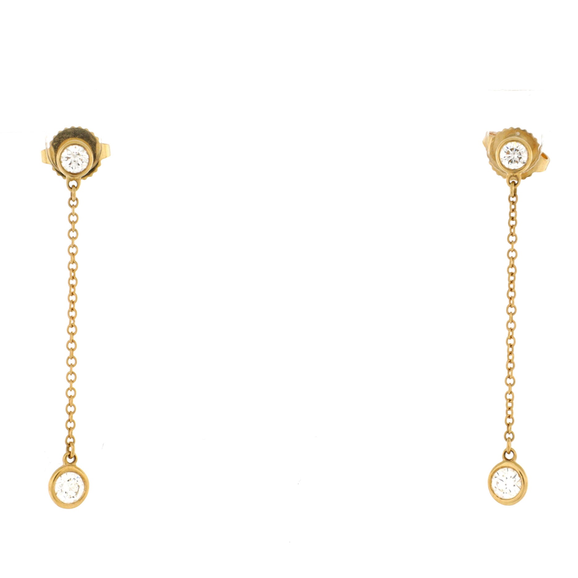 Elsa Peretti Diamonds By The Yard Drop Earrings 18K Yellow Gold with Diamonds .39CT