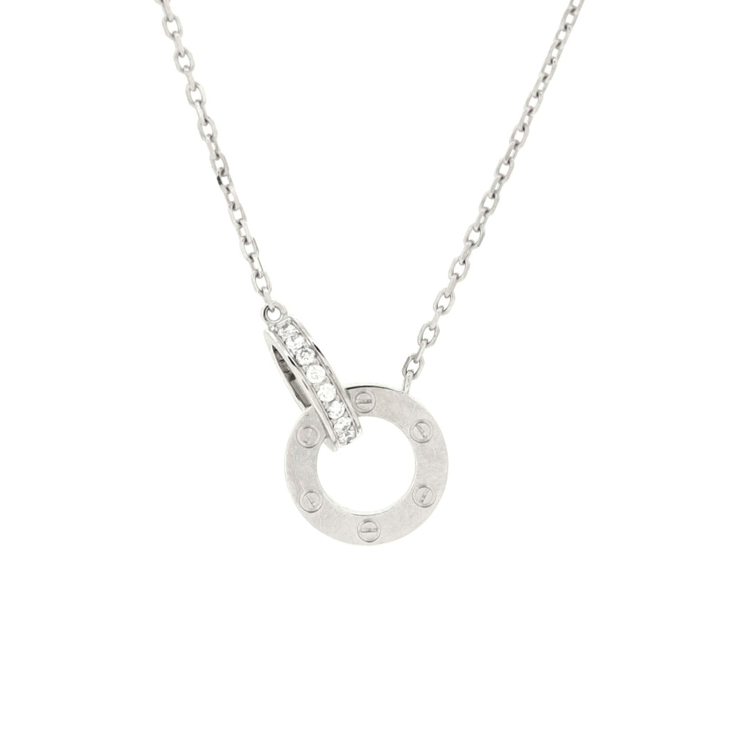 Love Interlocking Pave Necklace 18K White Gold and Diamonds