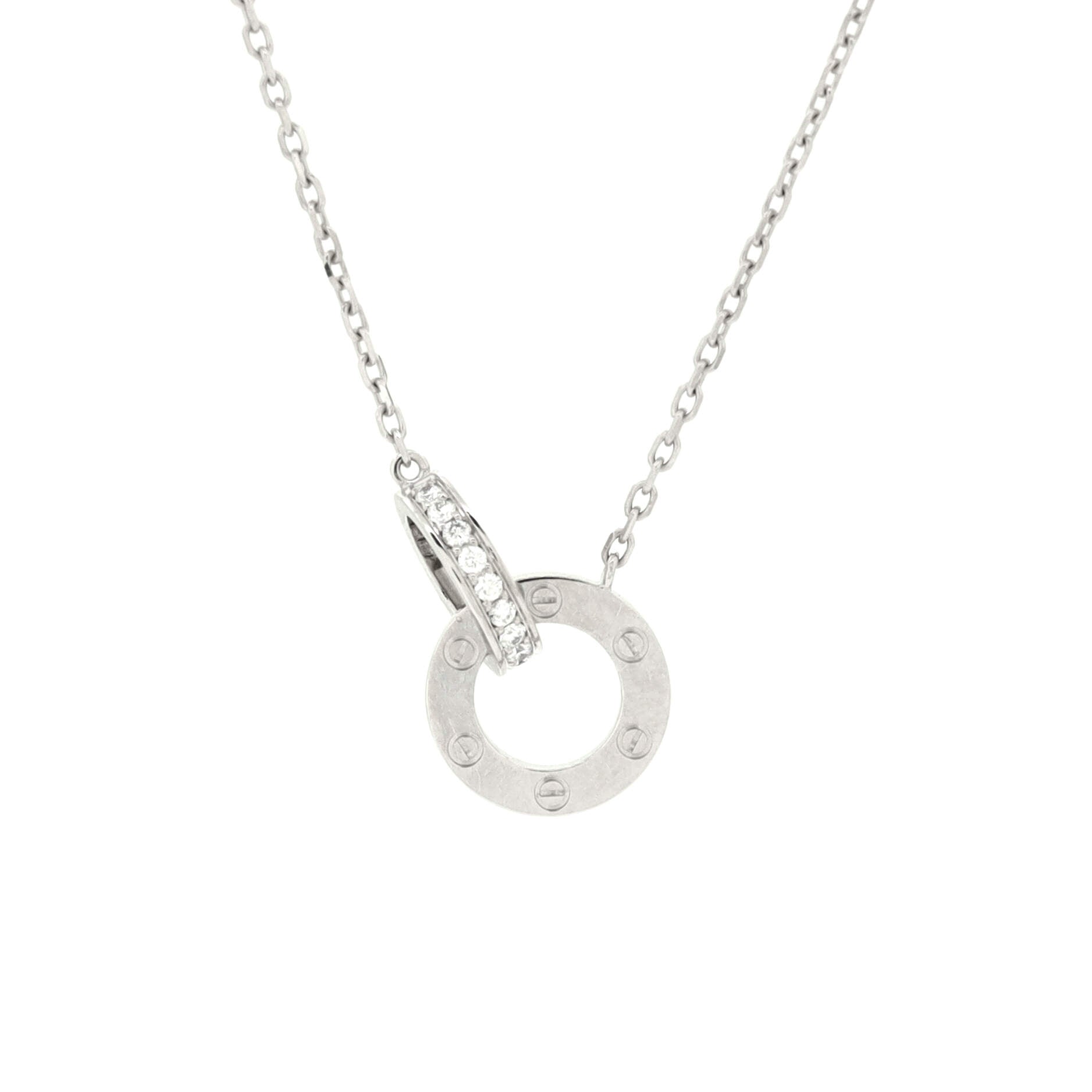 Love Interlocking Pave Necklace 18K White Gold and Diamonds