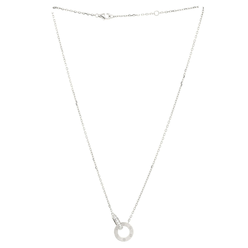 Love Interlocking Pave Necklace 18K White Gold and Diamonds