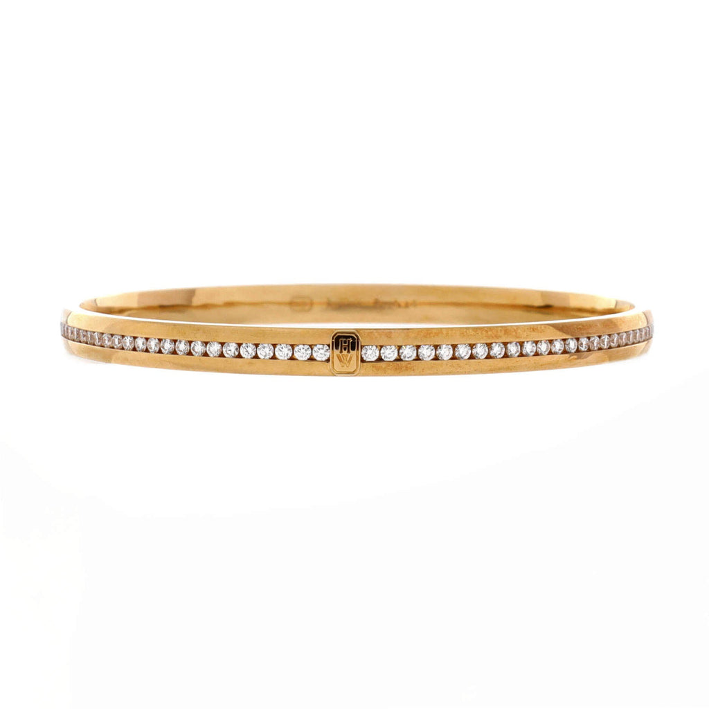 HW Logo Bangle Bracelet 18K Yellow Gold and Diamonds
