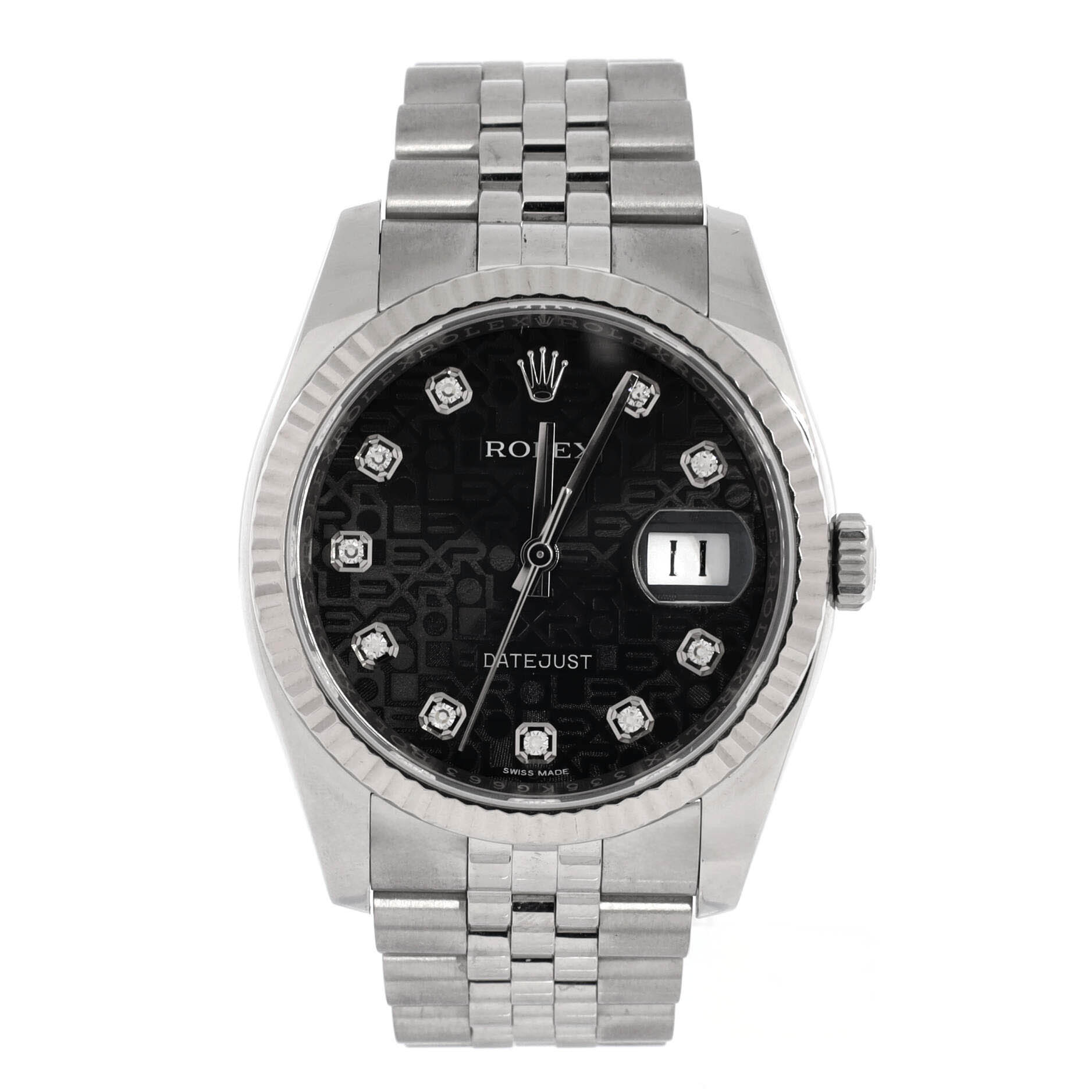 Oyster Perpetual Datejust Automatic Watch Stainless Steel and White Gold with Diamond Markers 36