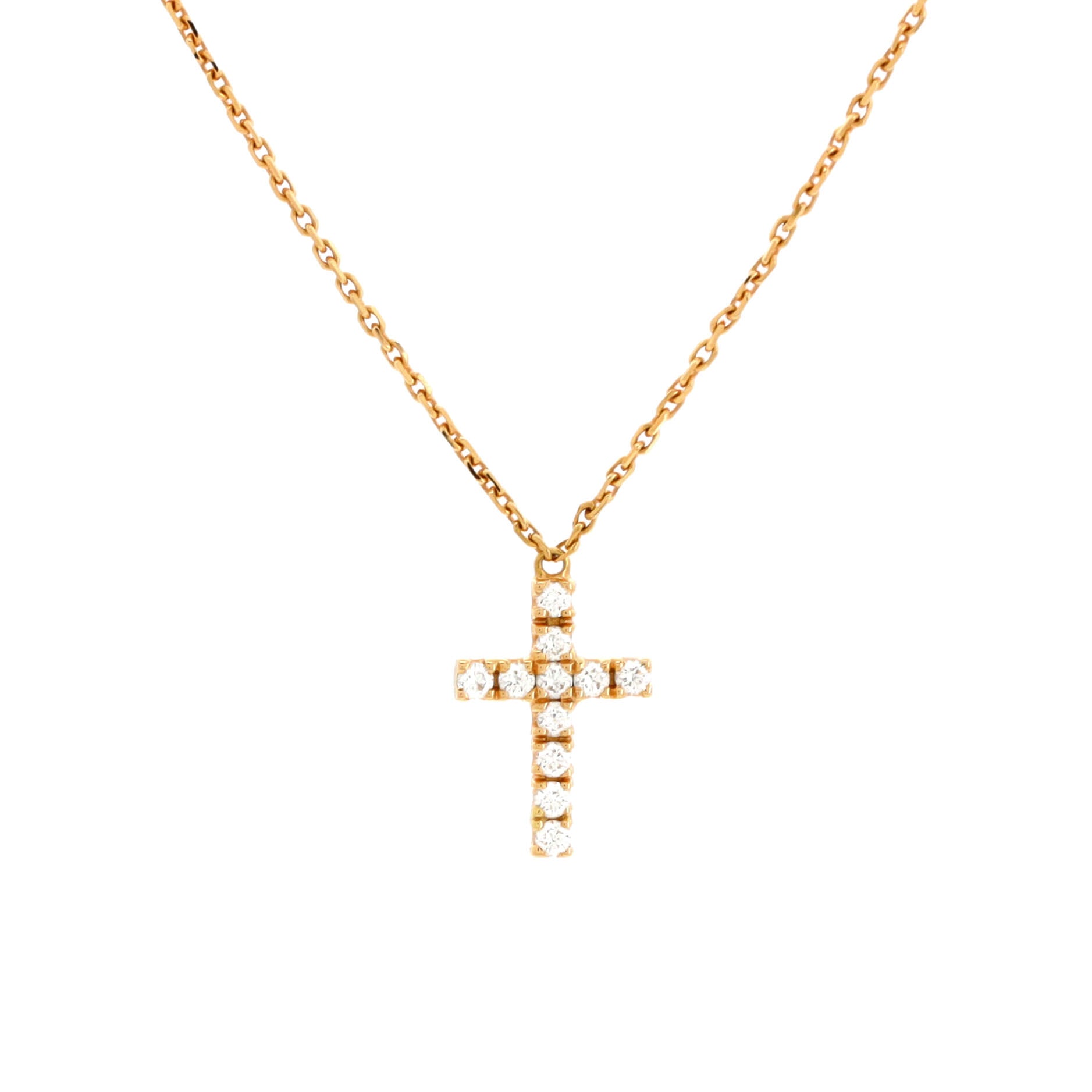 Cross Pendant Necklace 18K Rose Gold with Diamonds