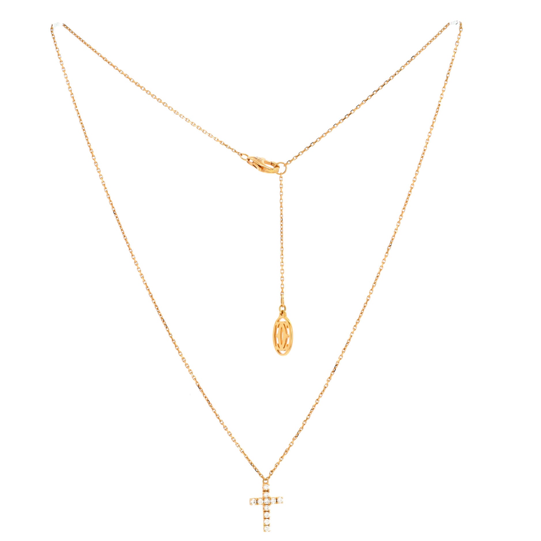 Cross Pendant Necklace 18K Rose Gold with Diamonds