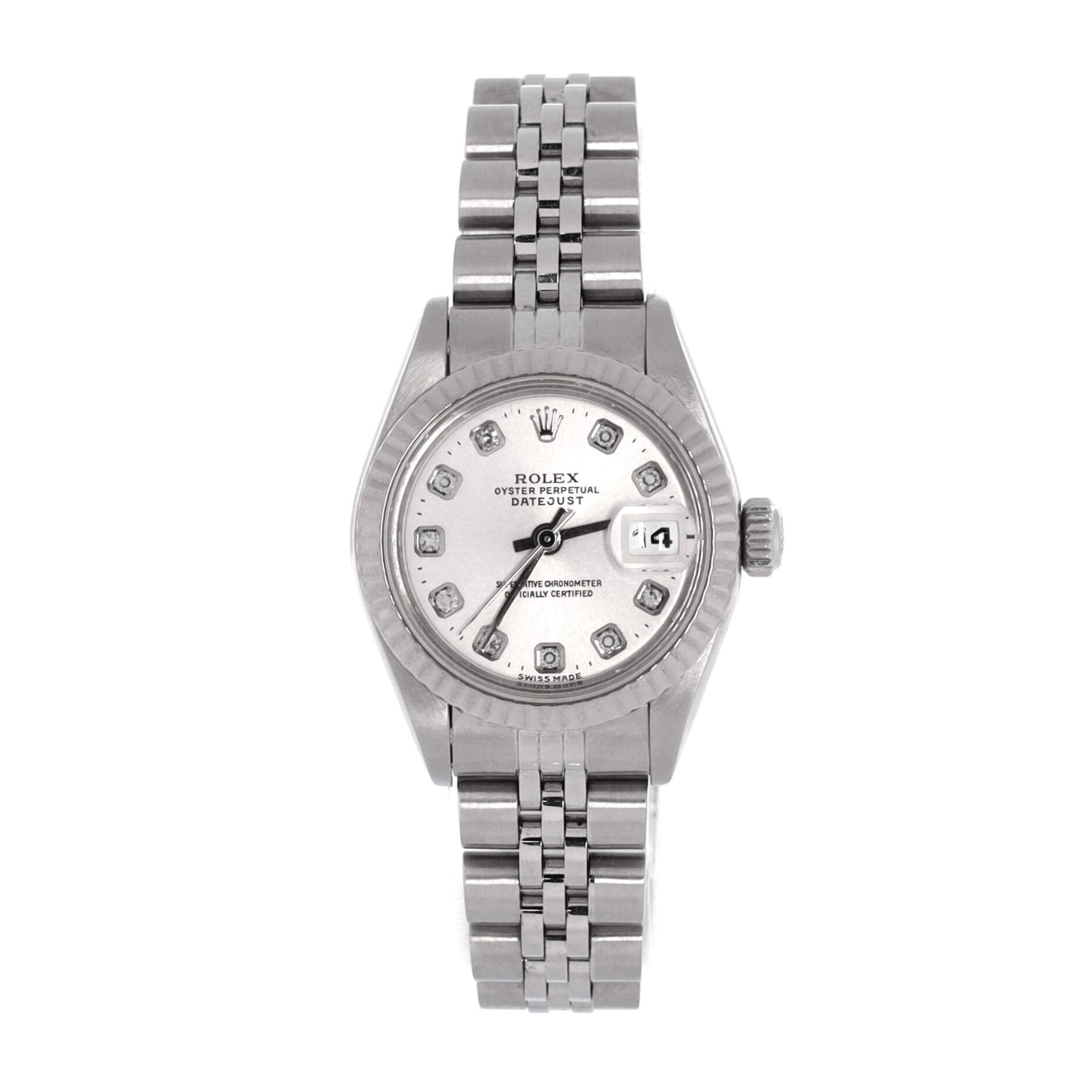 Oyster Perpetual Datejust Automatic Watch Stainless Steel and White Gold with Diamond Markers 26
