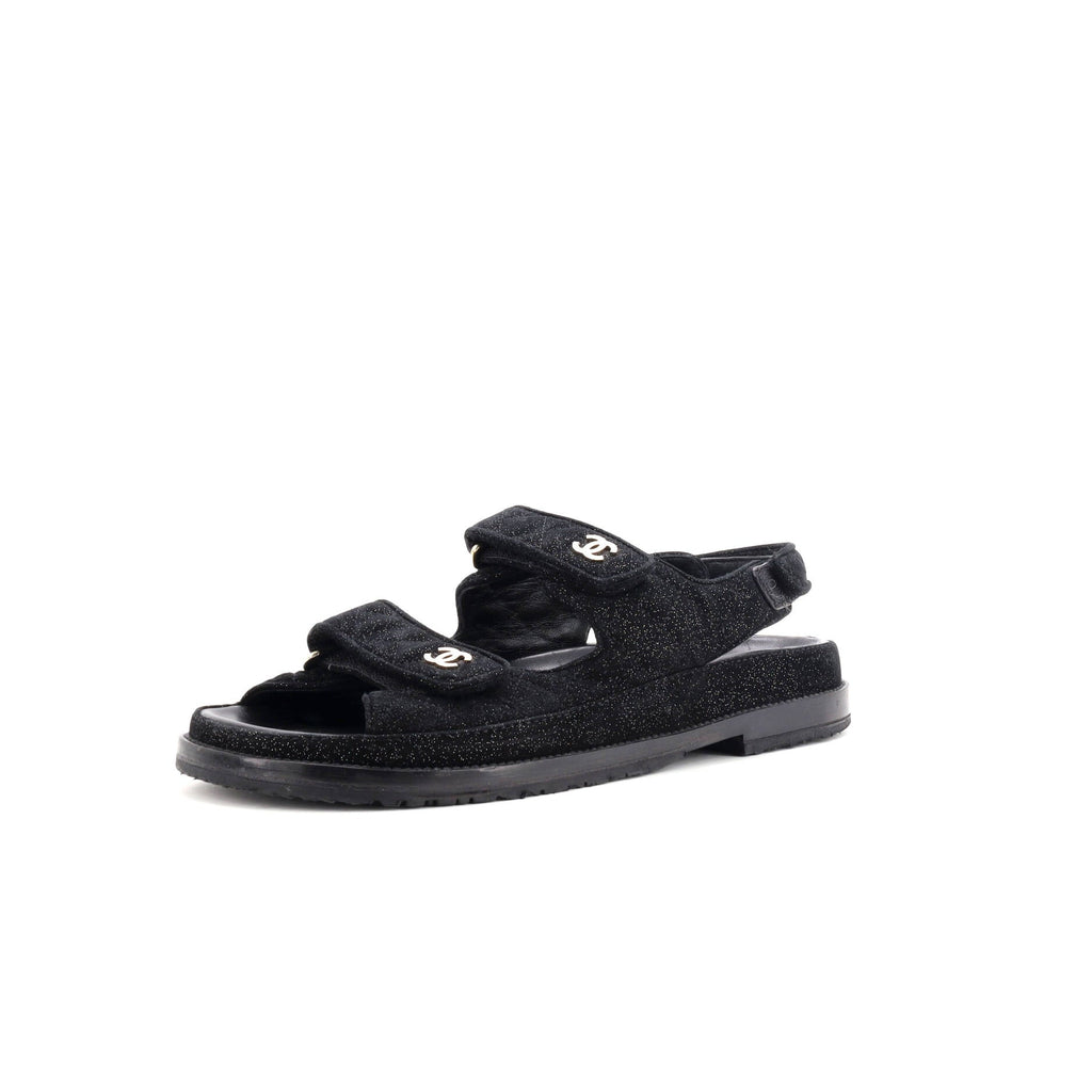 Women's Velcro Dad Sandals Quilted Glitter Suede