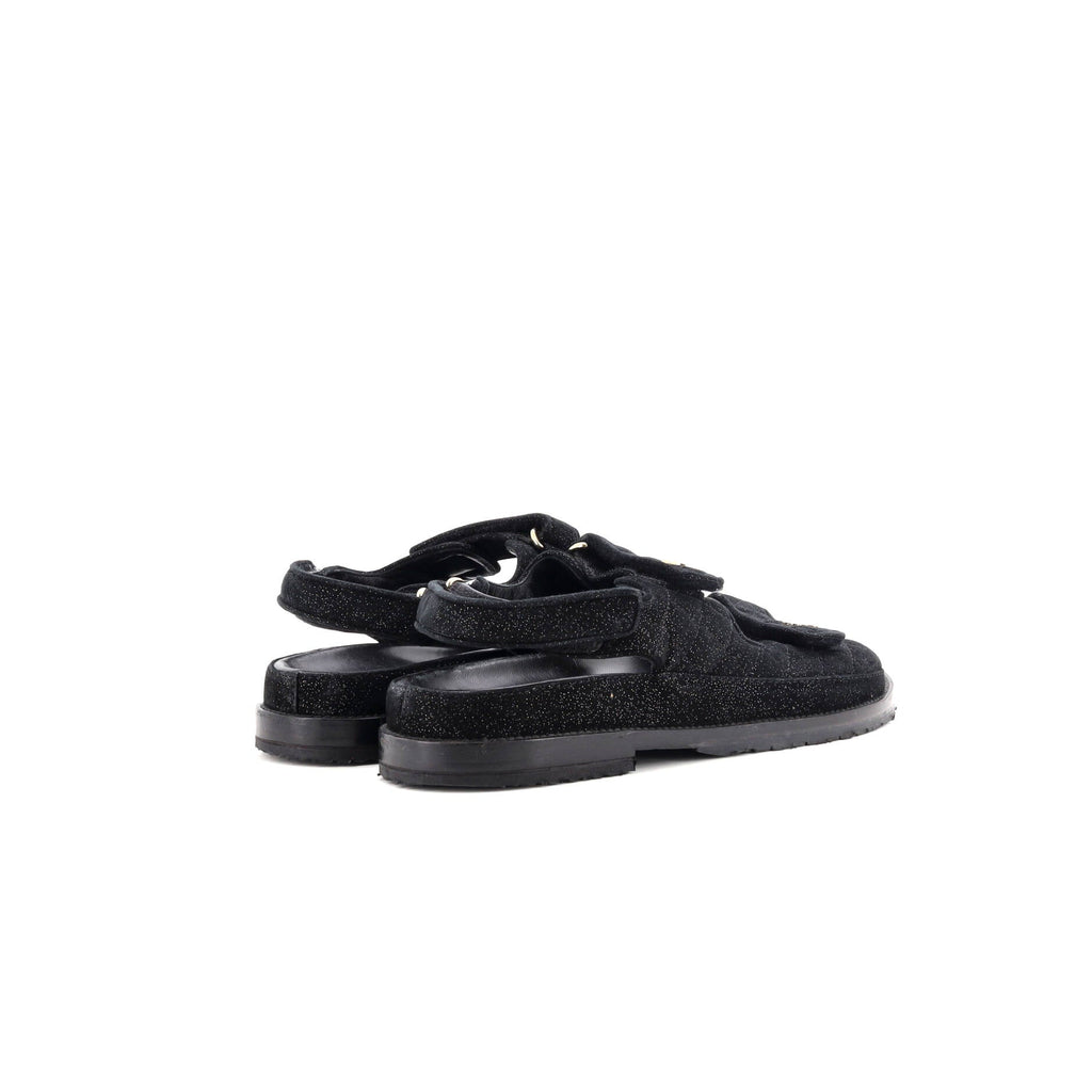 Women's Velcro Dad Sandals Quilted Glitter Suede