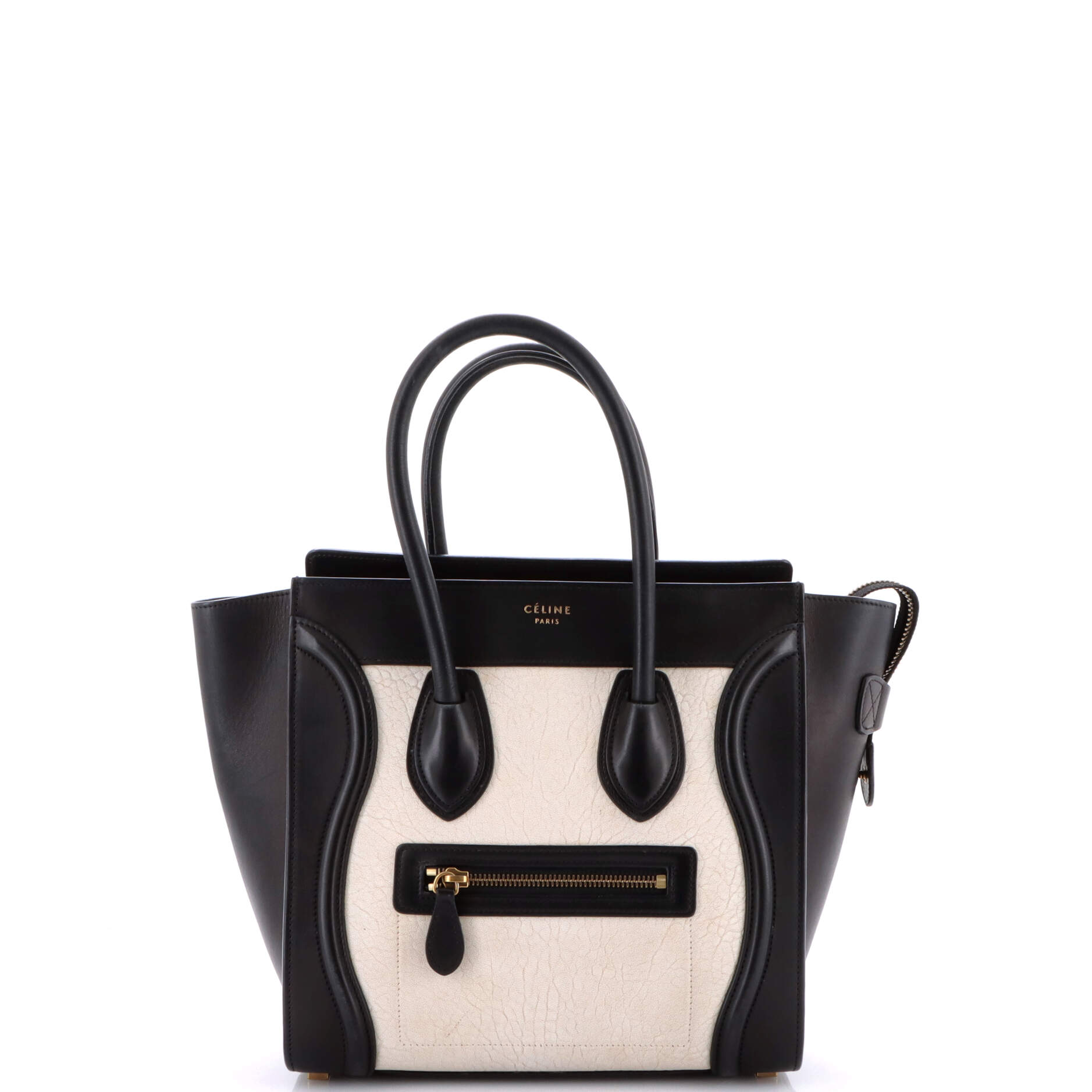 Bicolor Luggage Bag Leather Micro