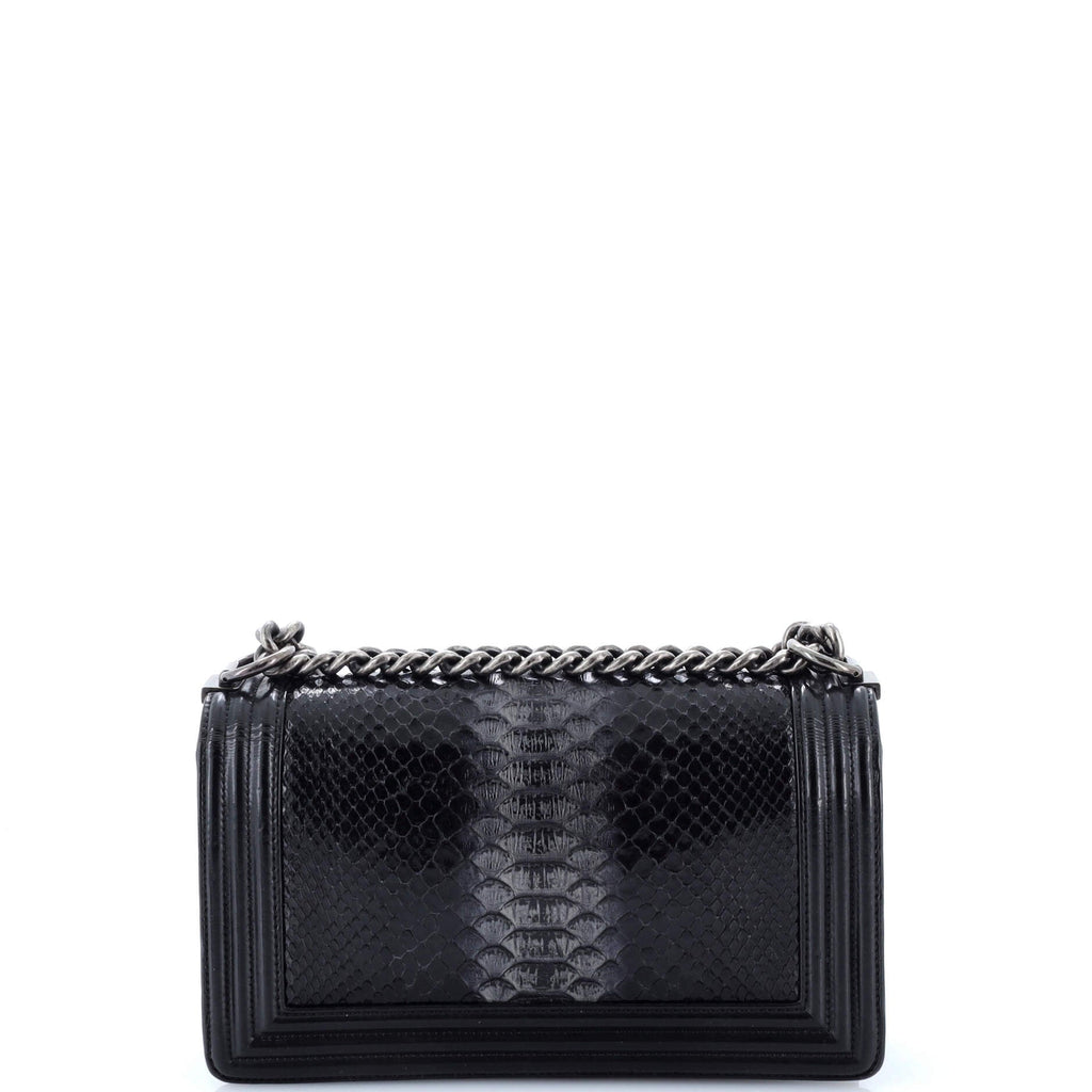 Boy Flap Bag Python and Patent Old Medium