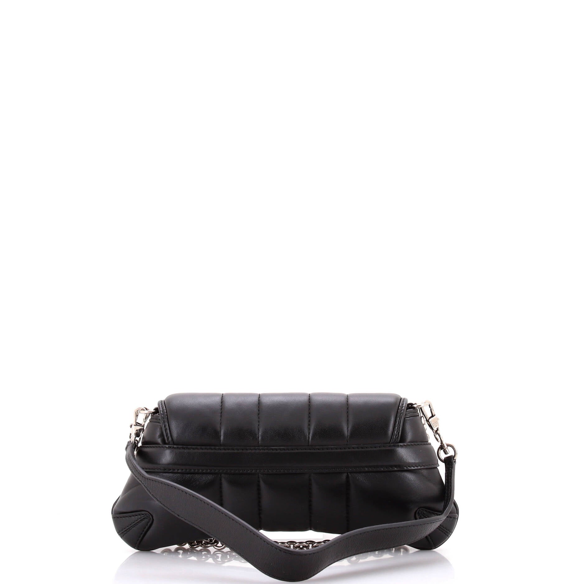 Horsebit Chain Shoulder Bag Vertical Quilted Leather Small