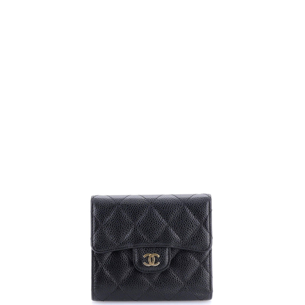 CC Compact Classic Flap Wallet Quilted Caviar