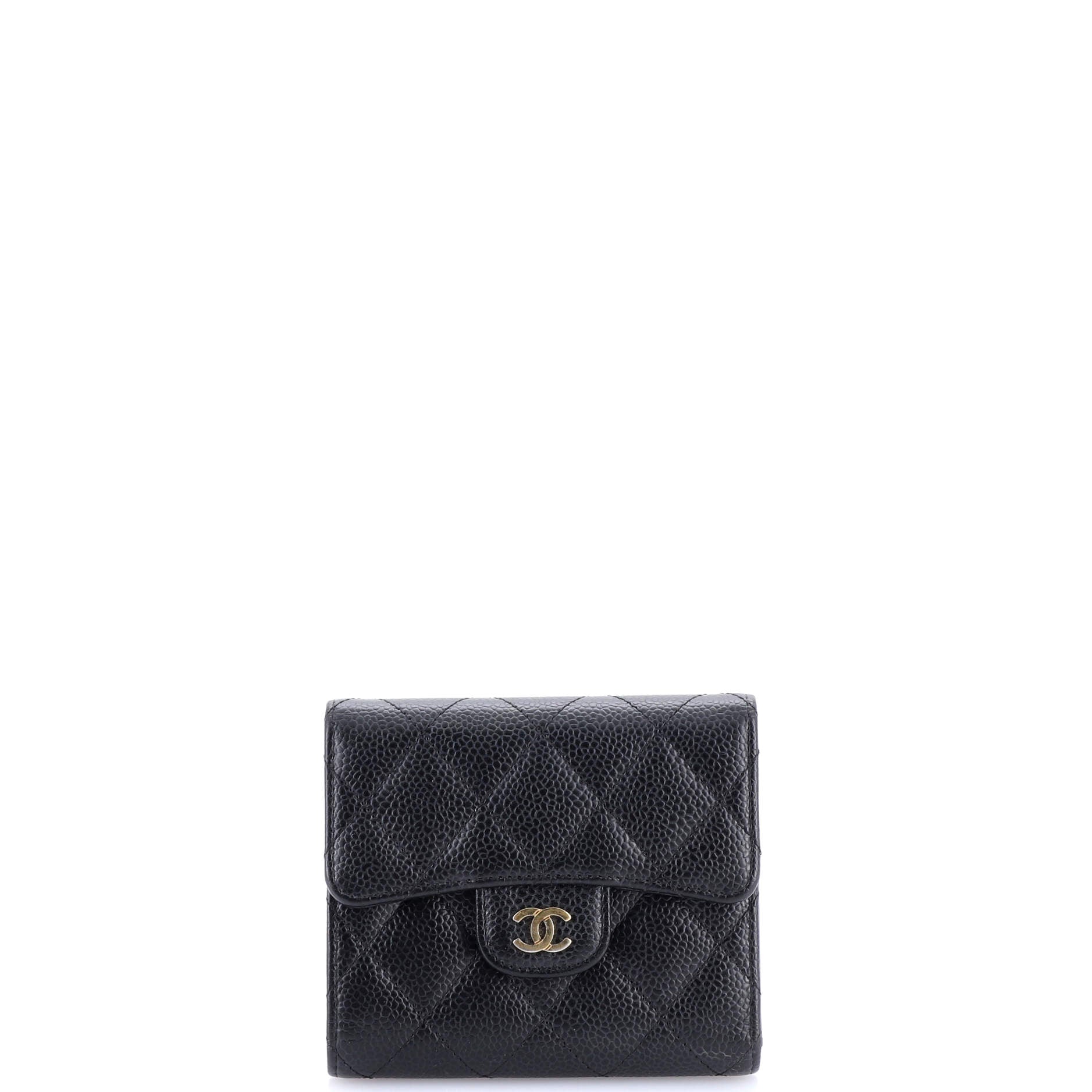 CC Compact Classic Flap Wallet Quilted Caviar