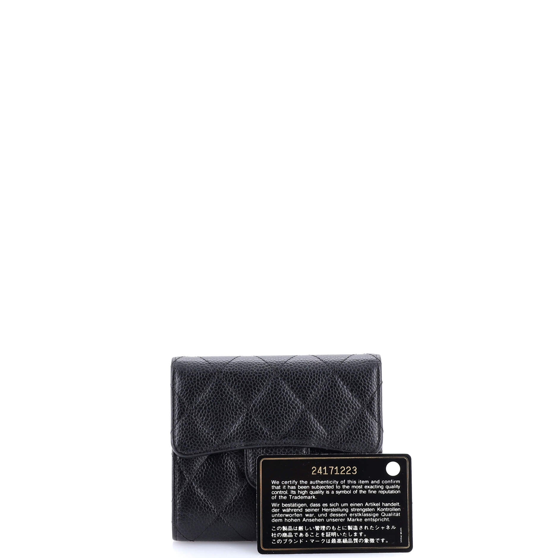 CC Compact Classic Flap Wallet Quilted Caviar