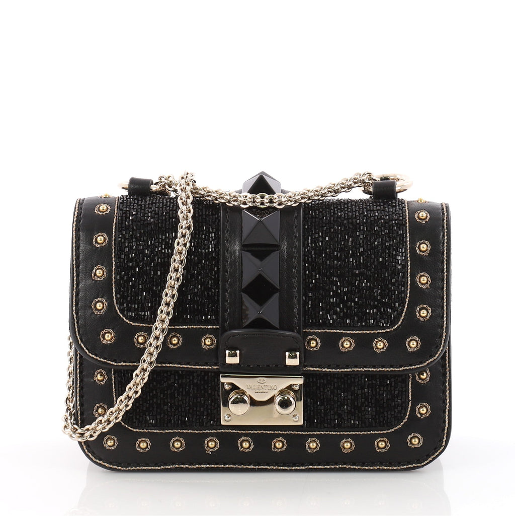 Glam Lock Shoulder Bag Embellished Leather Mini