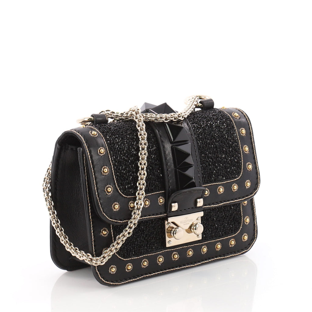 Glam Lock Shoulder Bag Embellished Leather Mini