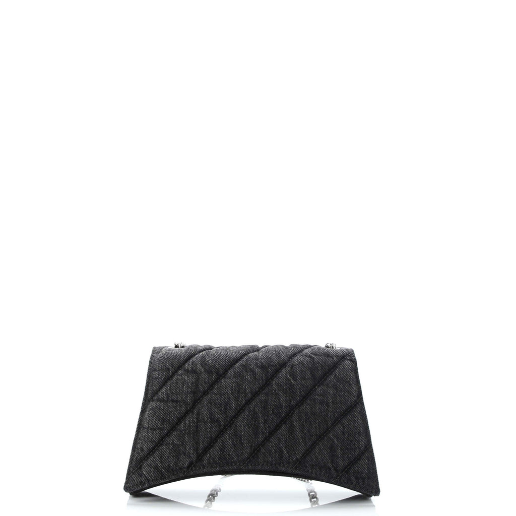 Crush Chain Flap Bag Quilted Denim Small