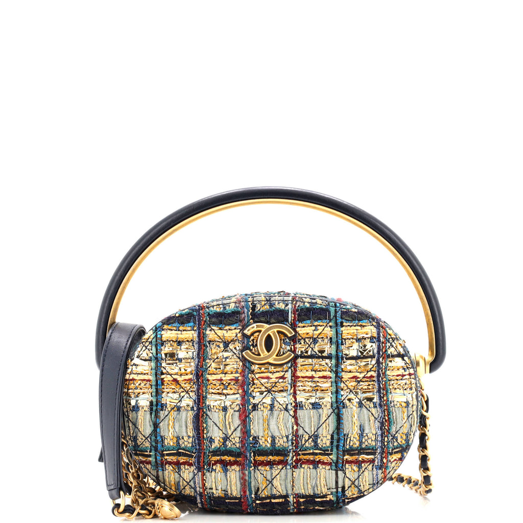 Paris-New York Oval Camera Case Quilted Tweed Small