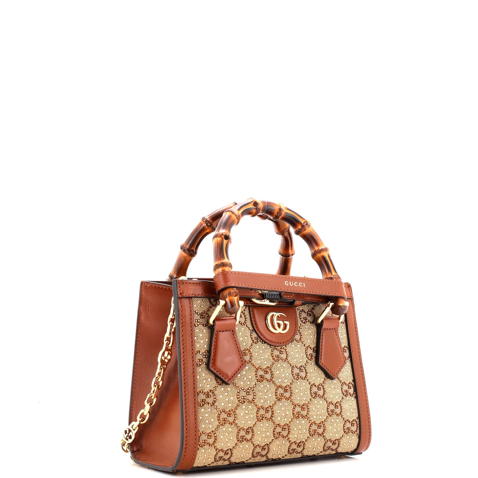 Diana NM Bamboo Handle Tote Crystal Embellished GG Canvas Mini