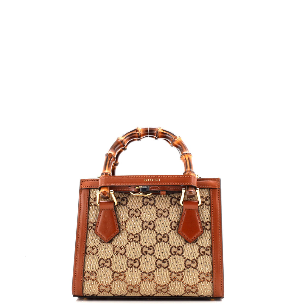 Diana NM Bamboo Handle Tote Crystal Embellished GG Canvas Mini