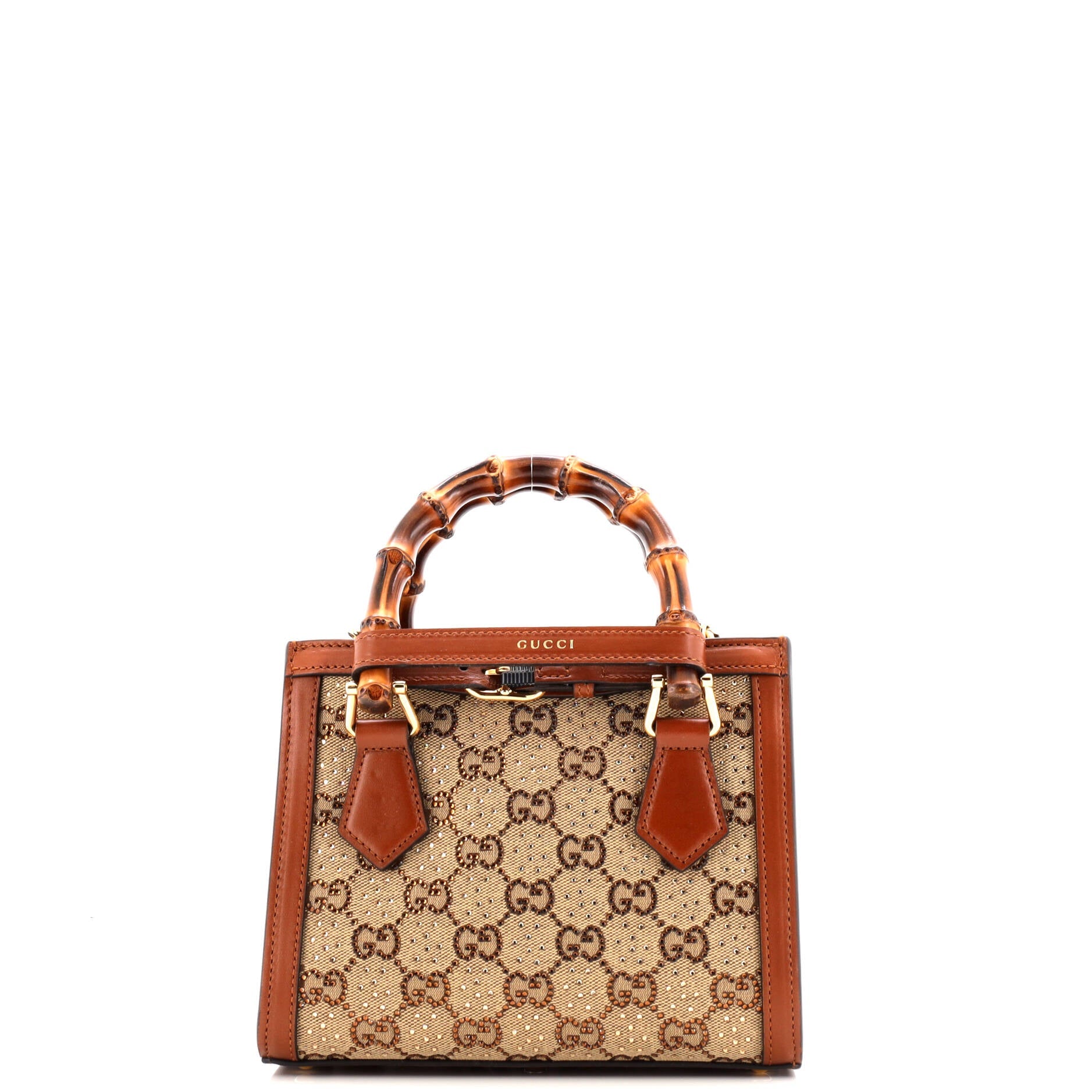 Diana NM Bamboo Handle Tote Crystal Embellished GG Canvas Mini