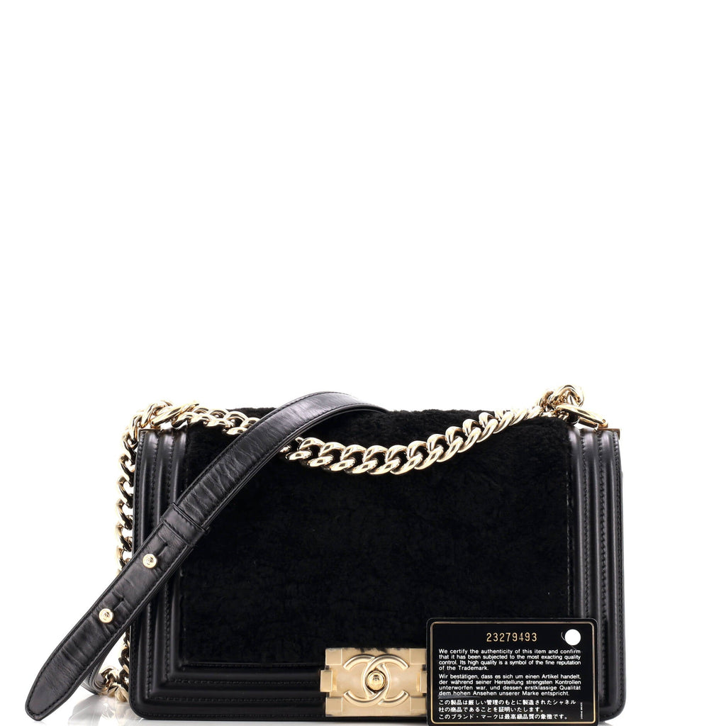 Boy Flap Bag Shearling with Leather Old Medium