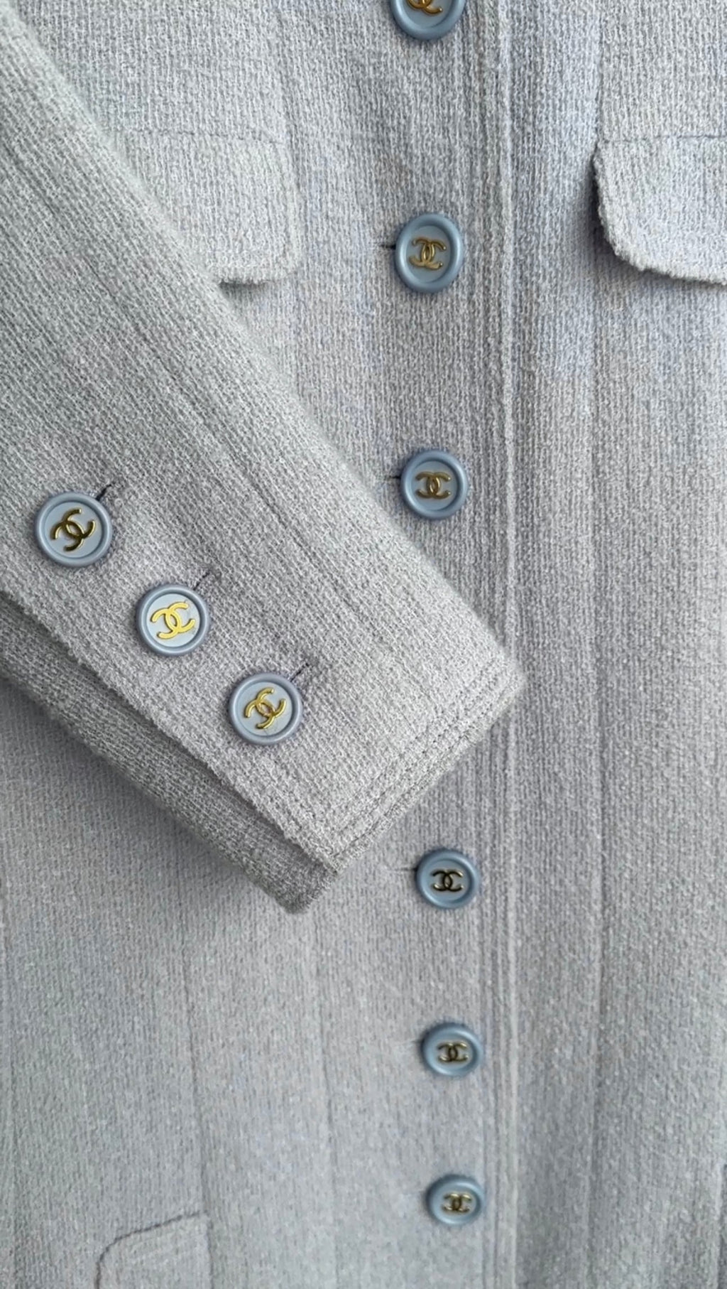 Chanel Vintage 1997 Spring Ice Blue Wool Skirt Suit - 38