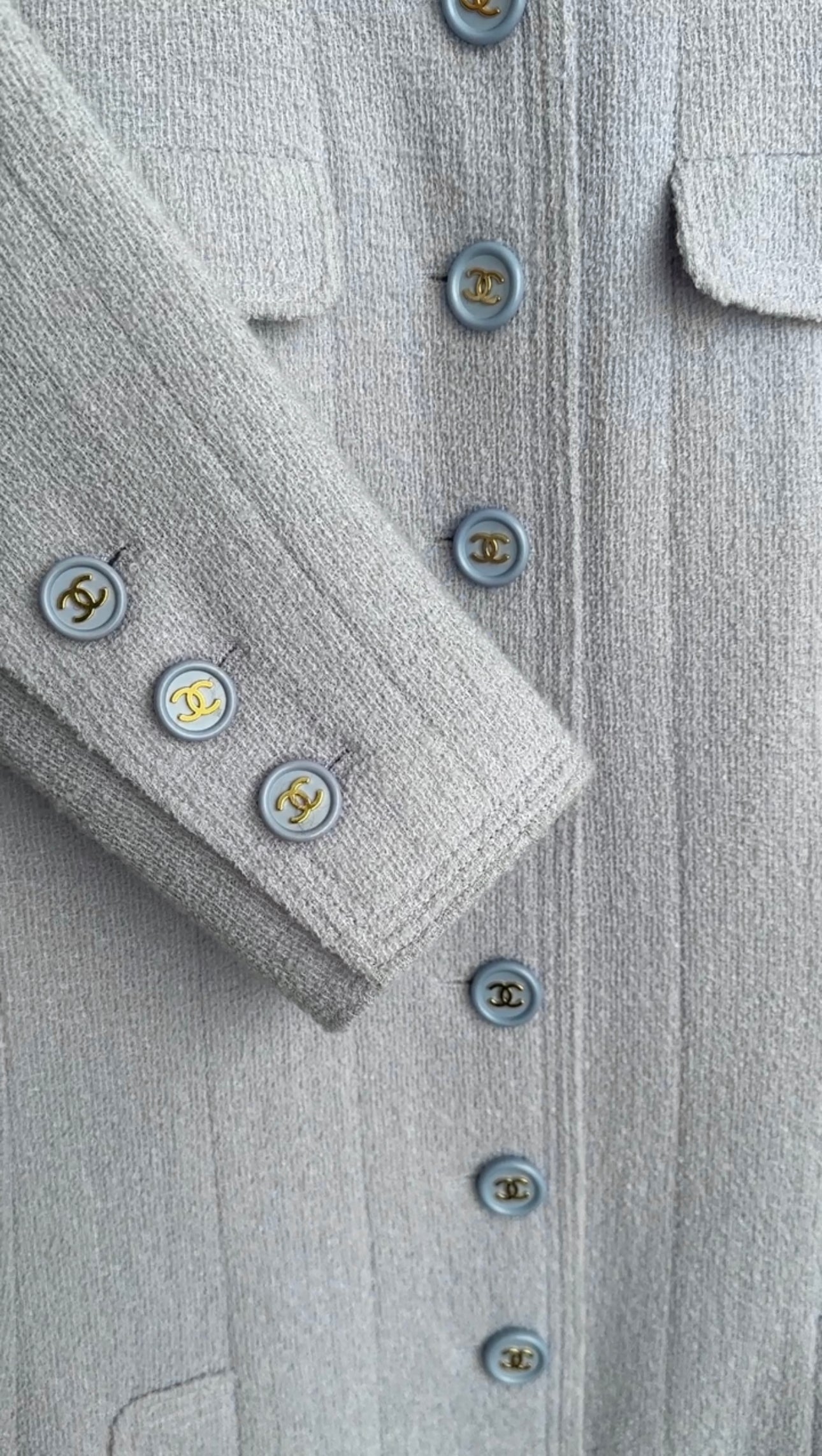 Chanel Vintage 1997 Spring Ice Blue Wool Skirt Suit - 38