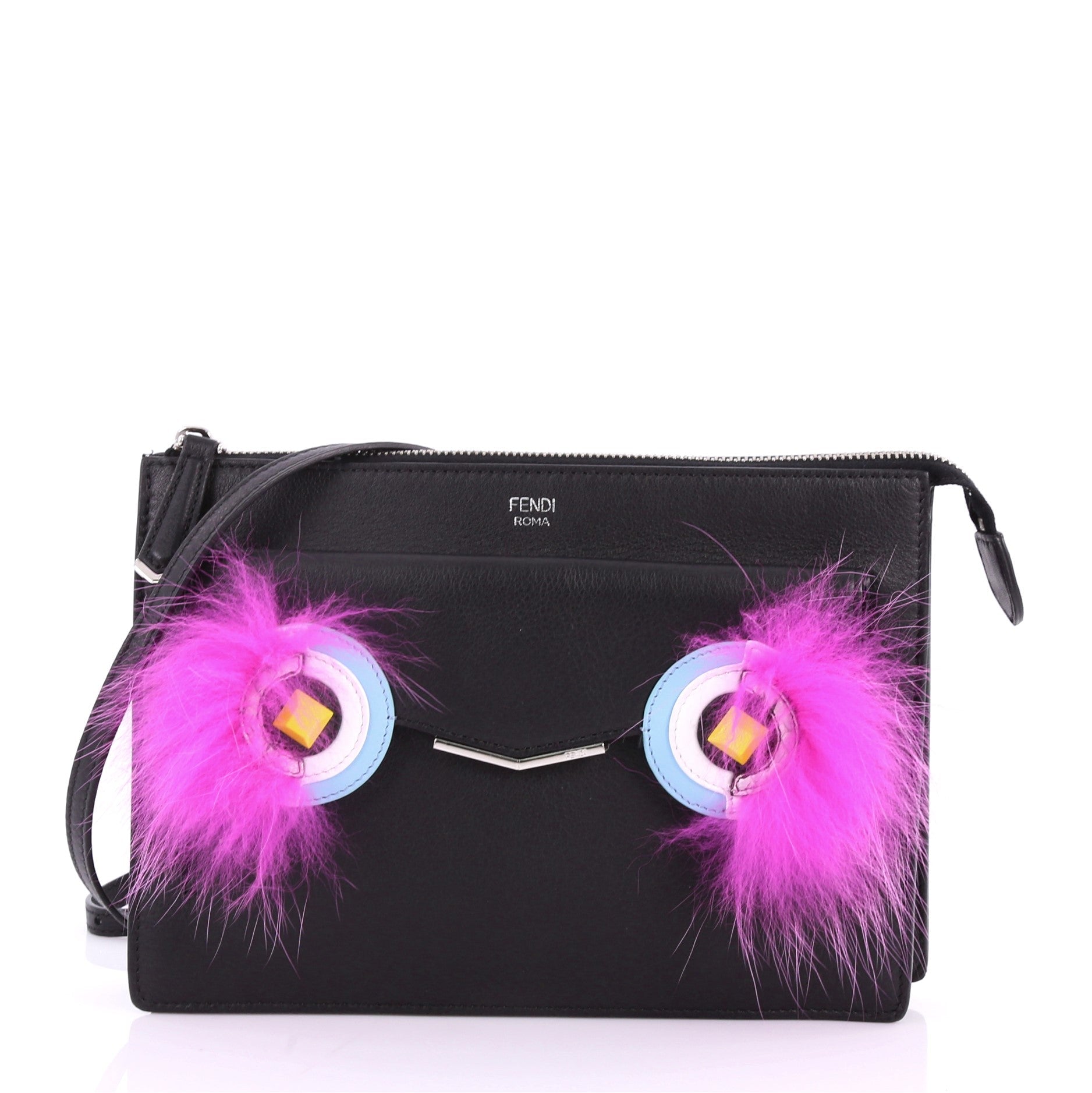 Monster Front Pocket Clutch Leather with Fur