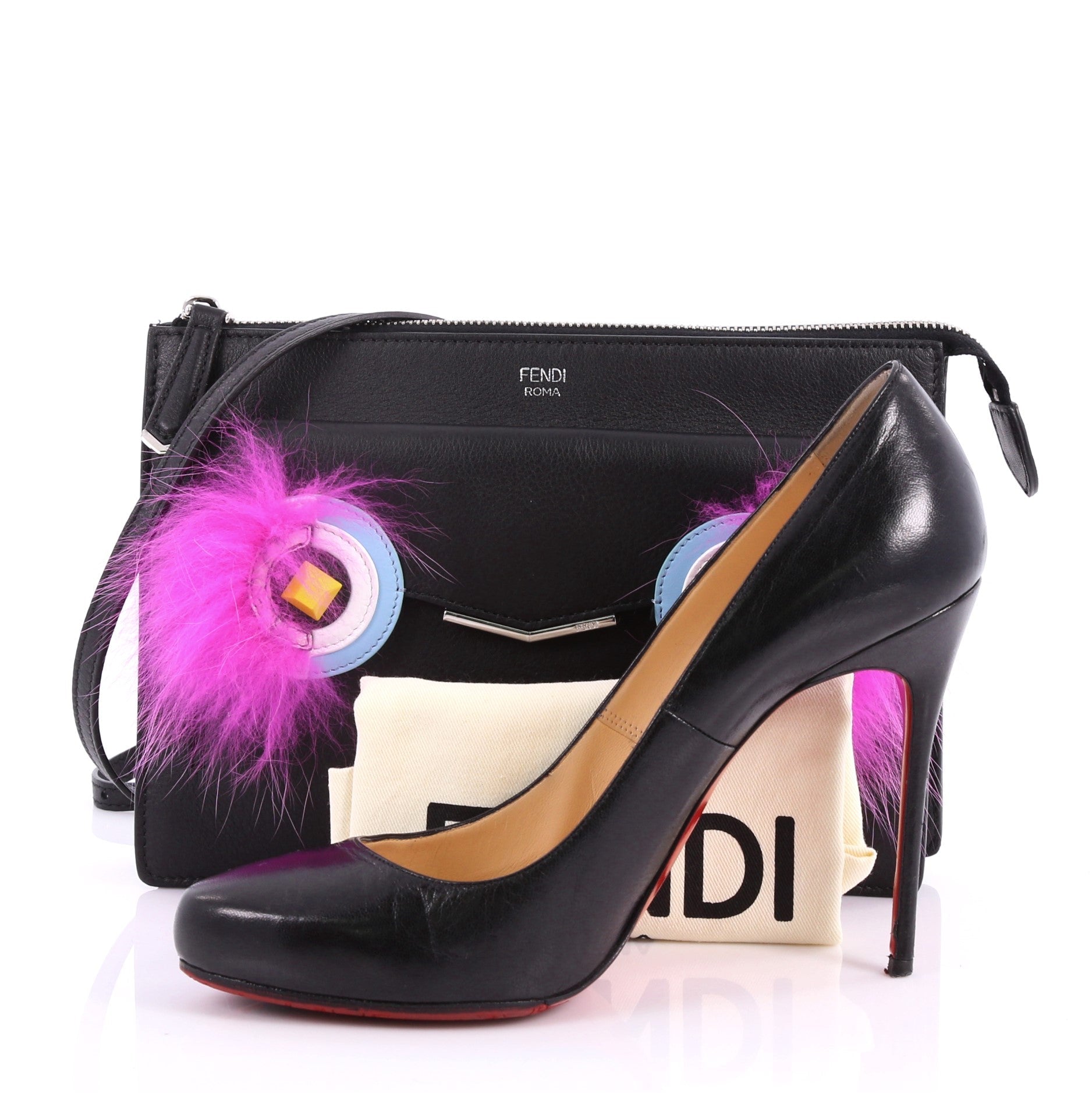 Monster Front Pocket Clutch Leather with Fur