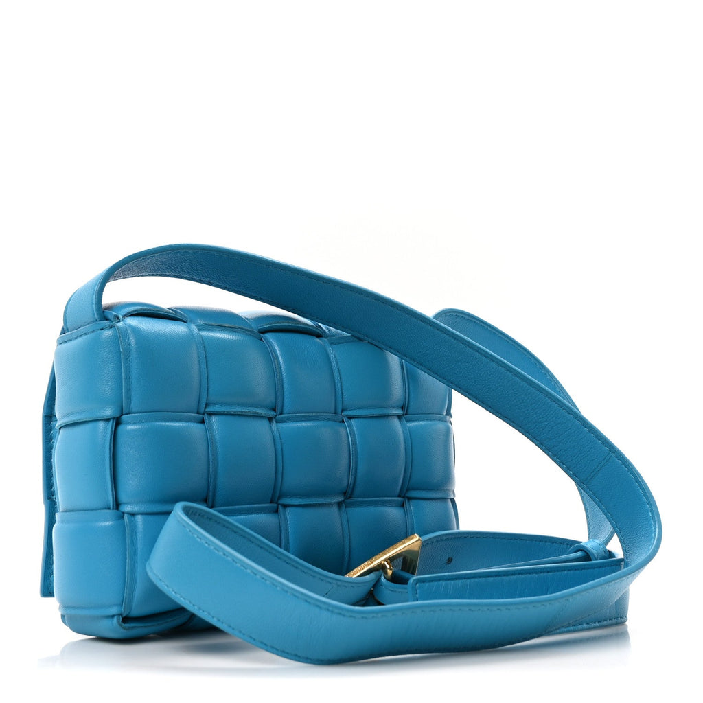 Nappa Maxi Intreccio Small Padded Cassette Crossbody Bag Pool
