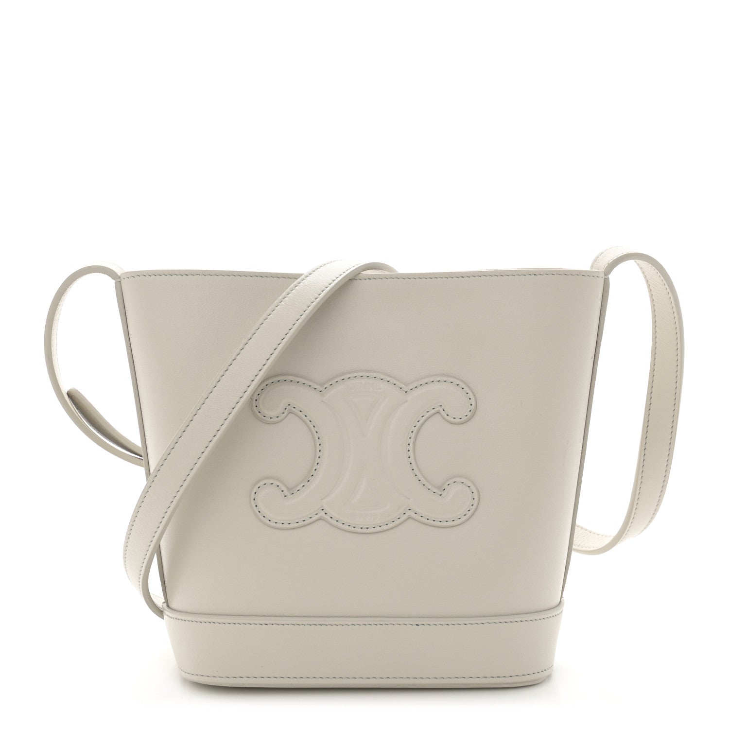 Smooth Calfskin Small Cuir Triomphe Bucket Bag Light Stone