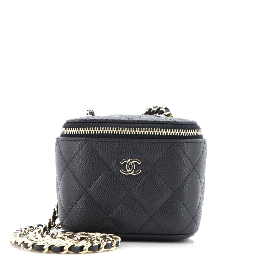 Classic Vanity Case with Chain Quilted Caviar Mini