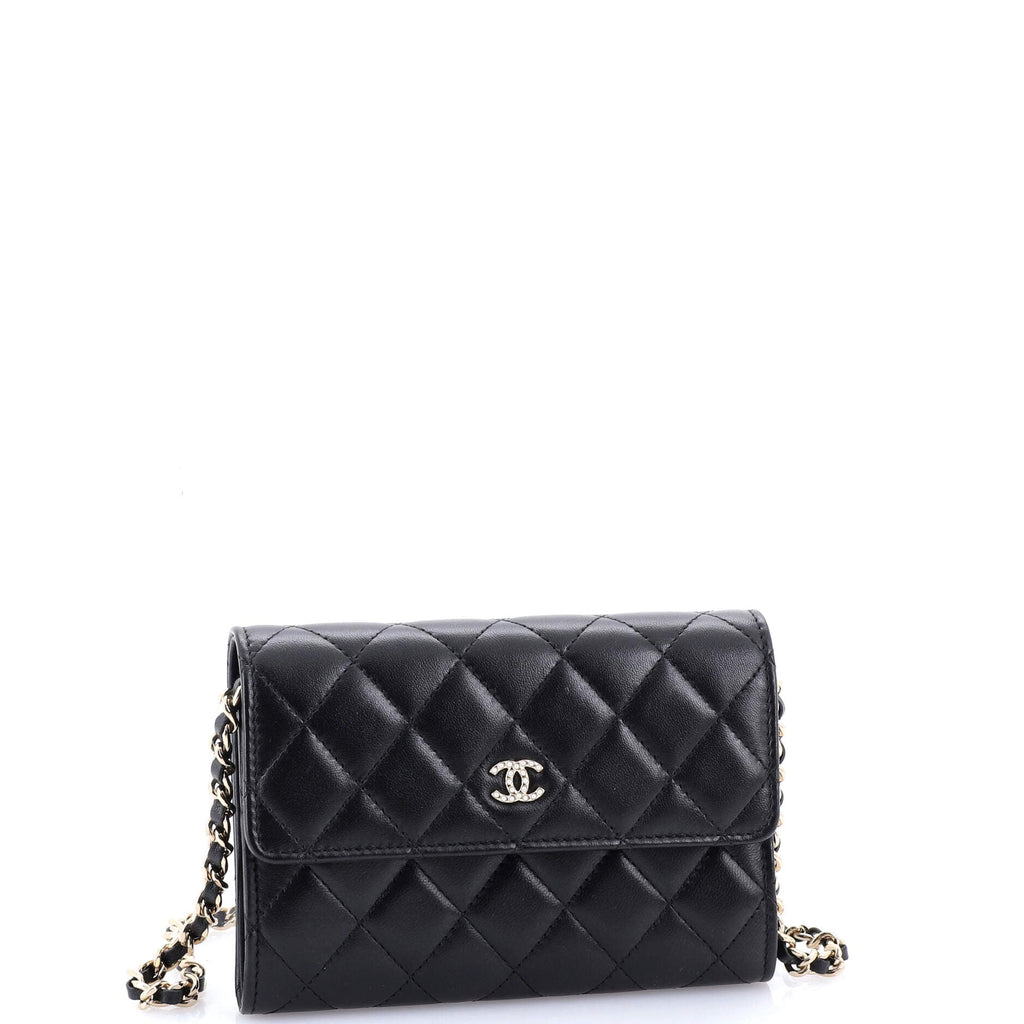Pearl My Shoulder French Wallet on Chain Quilted Lambskin Mini