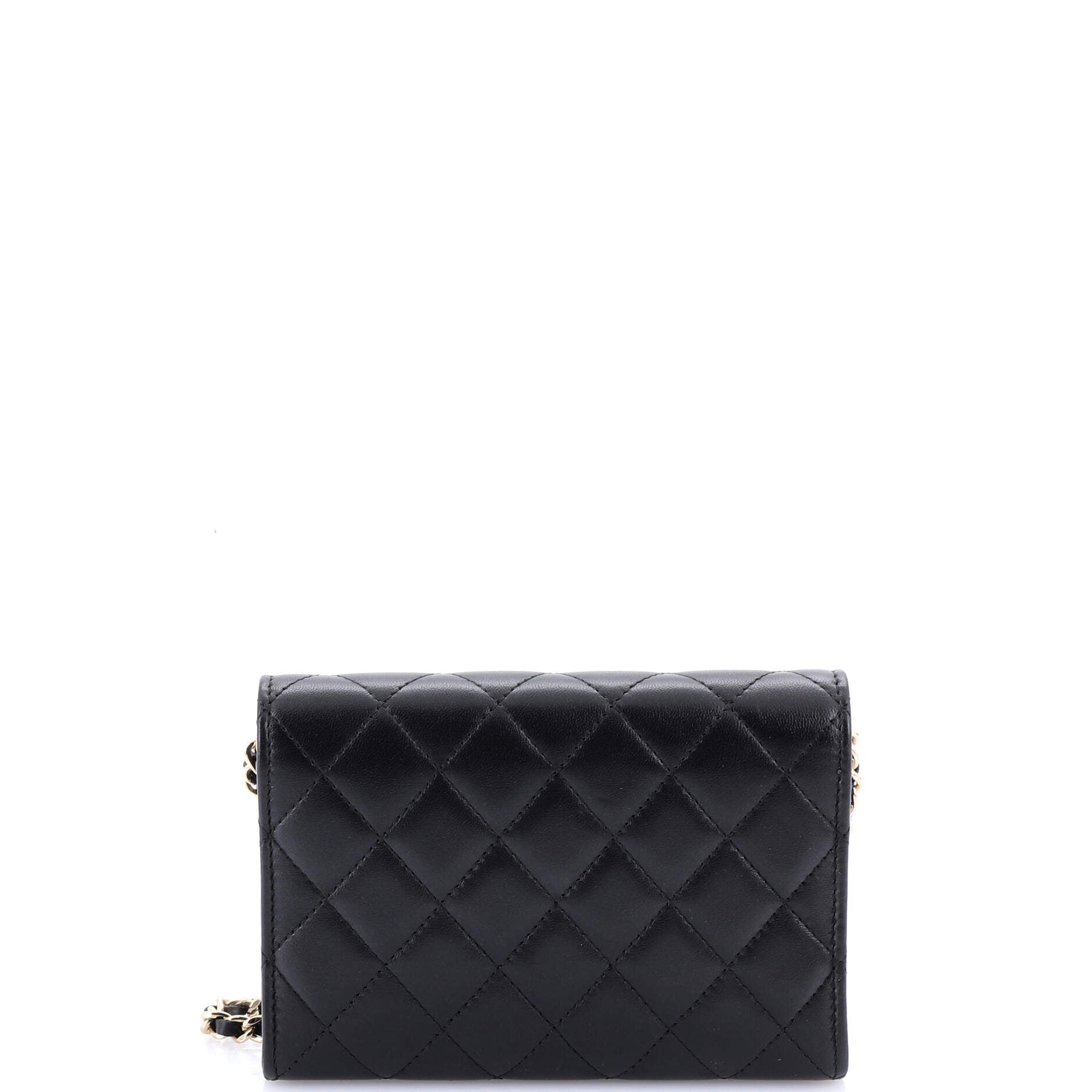 Pearl My Shoulder French Wallet on Chain Quilted Lambskin Mini