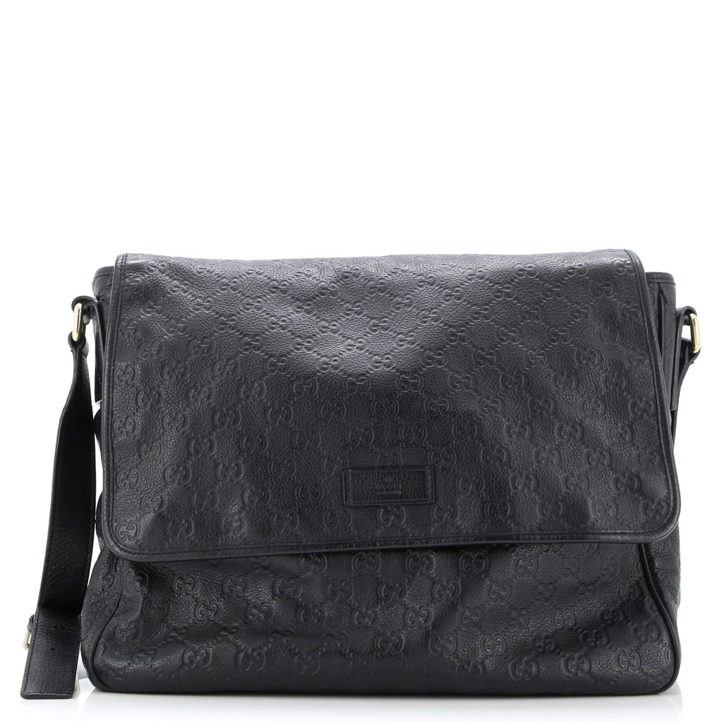 Flap Messenger Bag Guccissima Leather Large