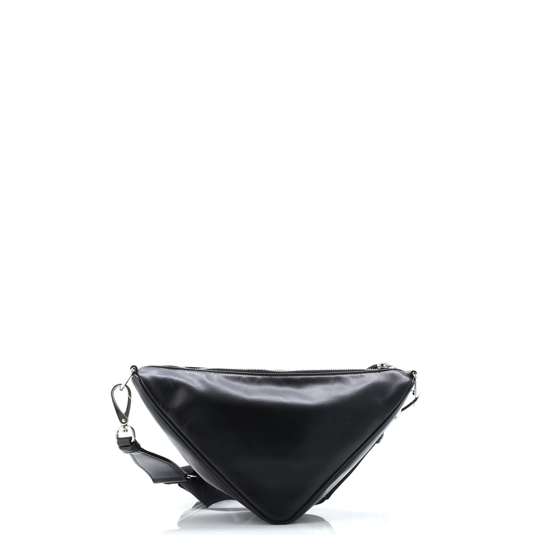 Triangle Logo Zip Crossbody Bag Soft Leather Small