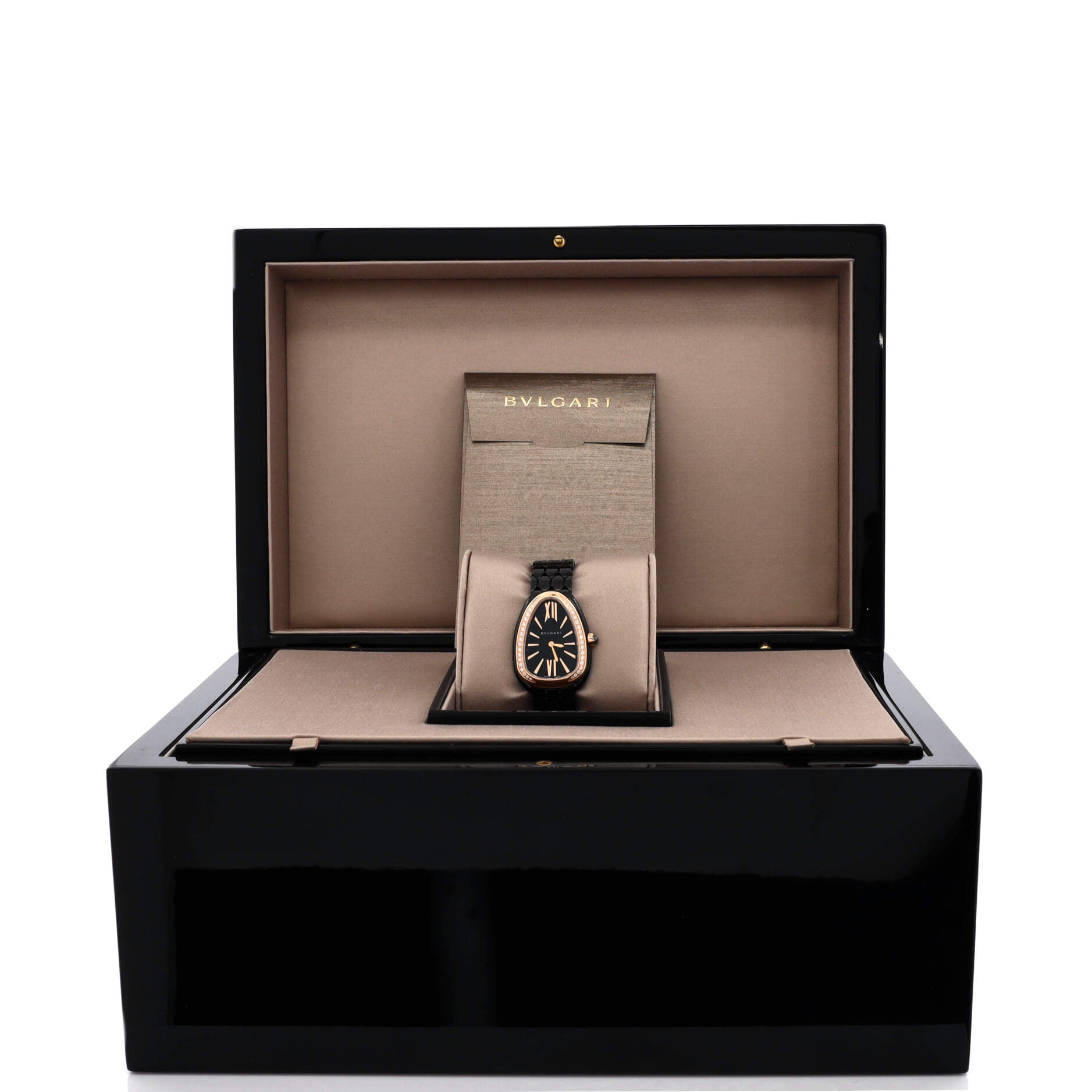 Serpenti Seduttori Quartz Watch Ceramic and Rose Gold with Diamond Bezel 25